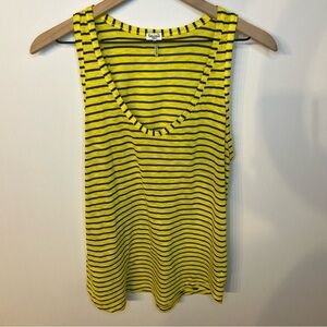 Splendid Yellow and Navy Blue Stripe Tank Top, Size Medium